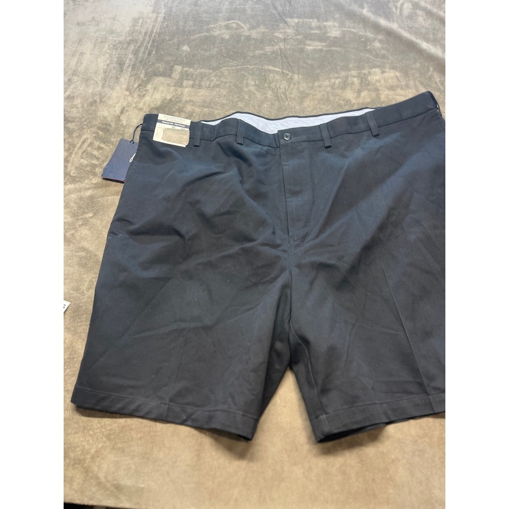 Roundtree & Yorke Big Mens Classic Fit Flat Front Easy Care Shorts black NWT 48